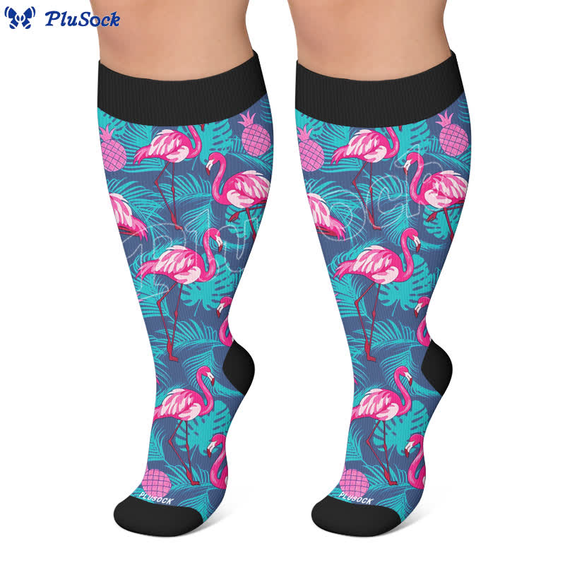 Plus Size Flamingo Stripe Compression Socks - image 6