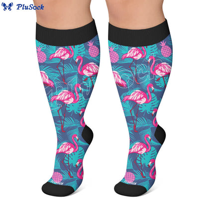 Plus Size Flamingo Stripe Compression Socks - image 6