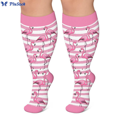 Plus Size Flamingo Stripe Compression Socks - image 5