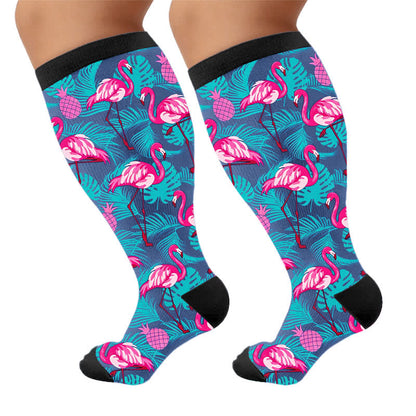 Plus Size Flamingo Stripe Compression Socks - image 10