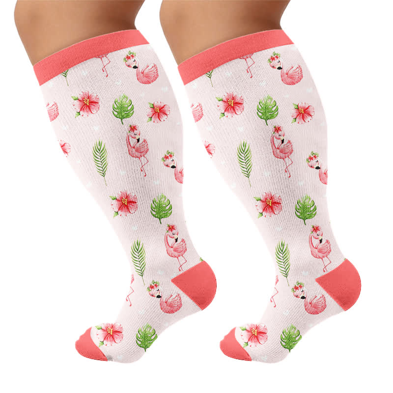 Plus Size Flamingo Stripe Compression Socks - image 8