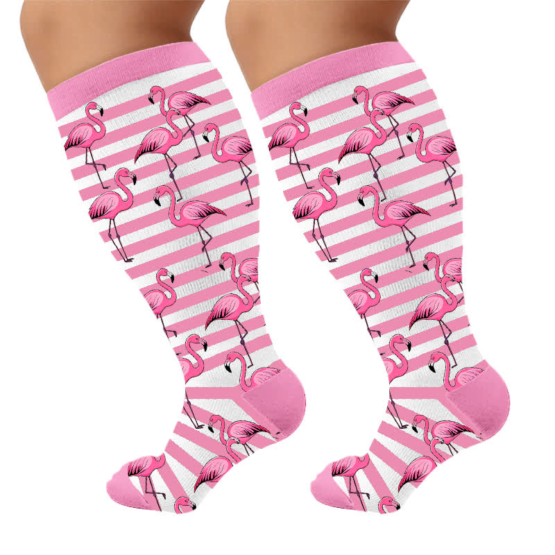 Plus Size Flamingo Stripe Compression Socks - image 9