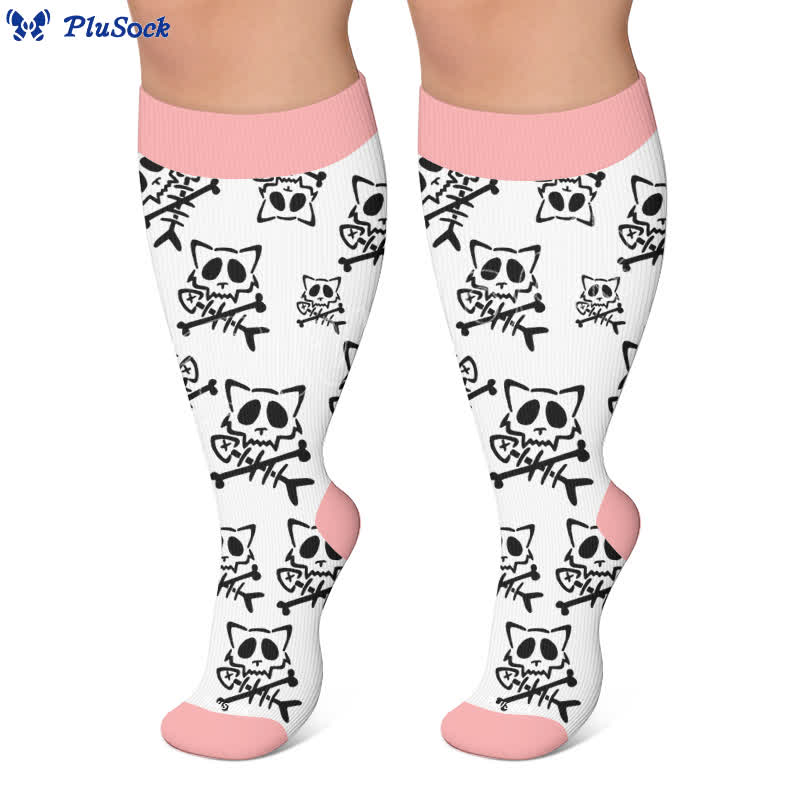 Plus Size Green Cat Stripe Compression Socks - image 5