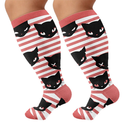 Plus Size Green Cat Stripe Compression Socks - image 8