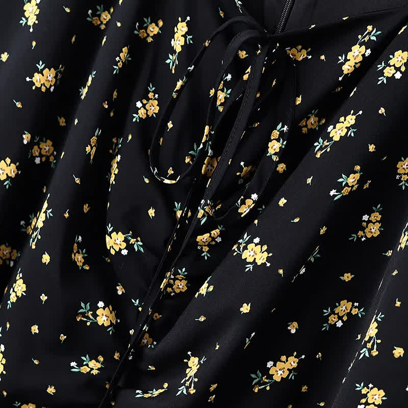 Plus Size Ditsy Floral Tie Neck Ruffle Hem Midi Dress - image 3
