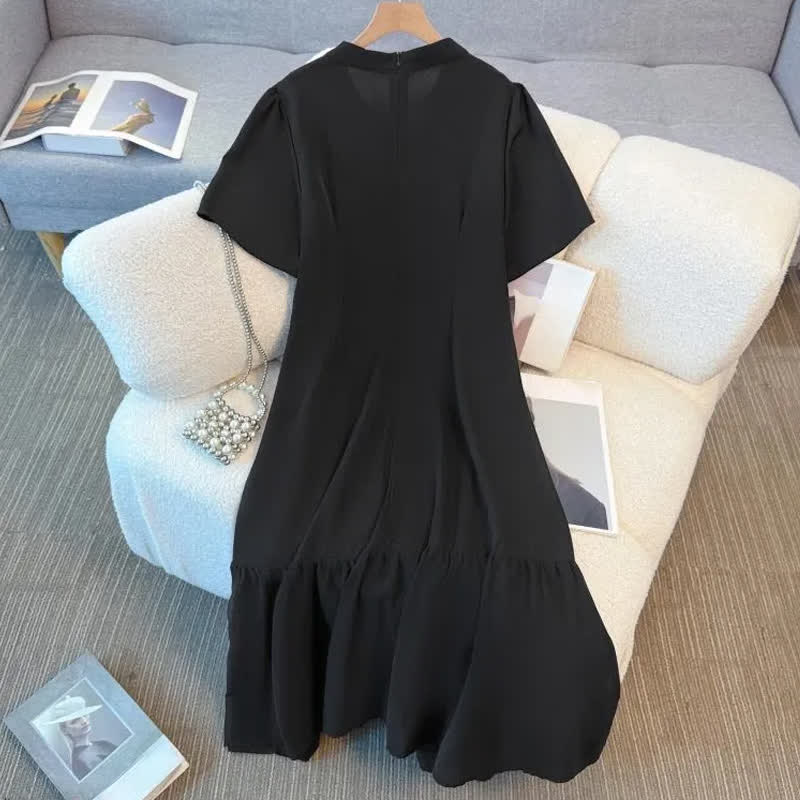 Plus Size Elegant Keyhole Neck Ruffle Hem Midi Dress - image 7