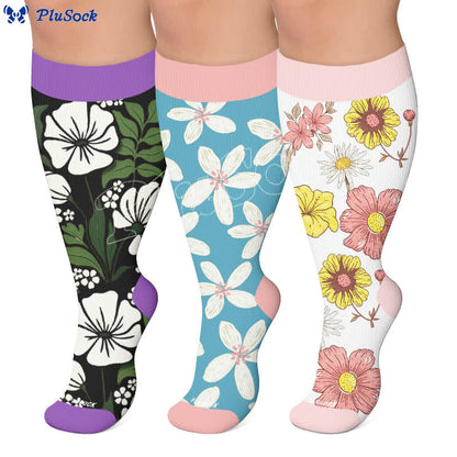 Plus Size Pastel Bloom Compression Socks - image 0
