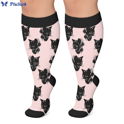 Plus Size Red Stripe Cat Compression Socks - image 6