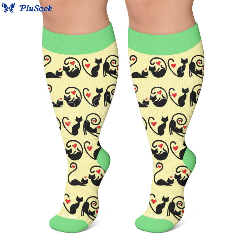Plus Size Red Stripe Cat Compression Socks - image 4
