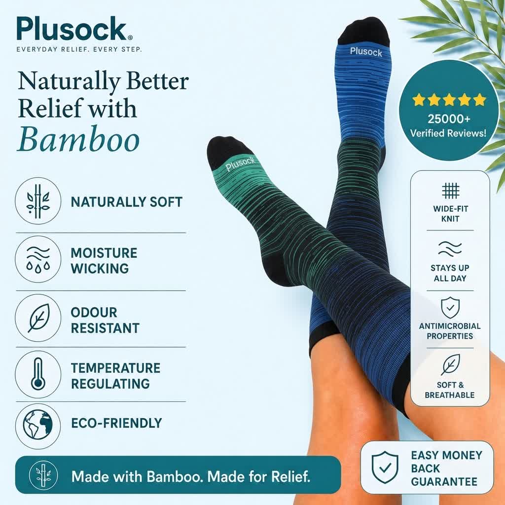 Plus Size Blue Stripe Bamboo Compression Socks - image 1