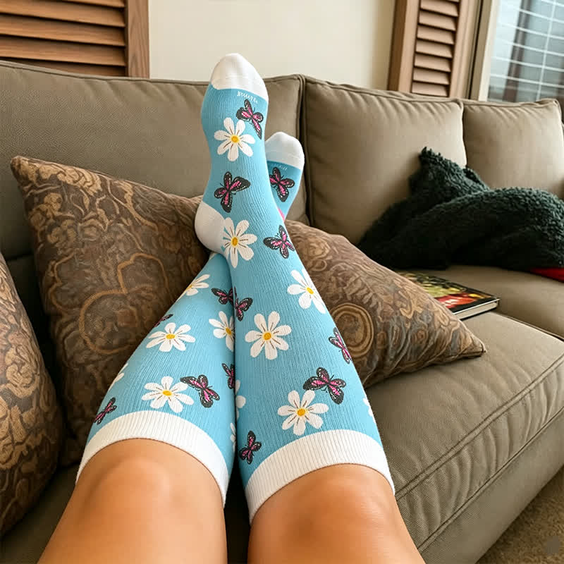 Plus Size Daisy Butterfly Compression Socks - image 3