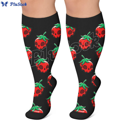 Plus Size Pink Skull Daisy Compression Socks - image 5