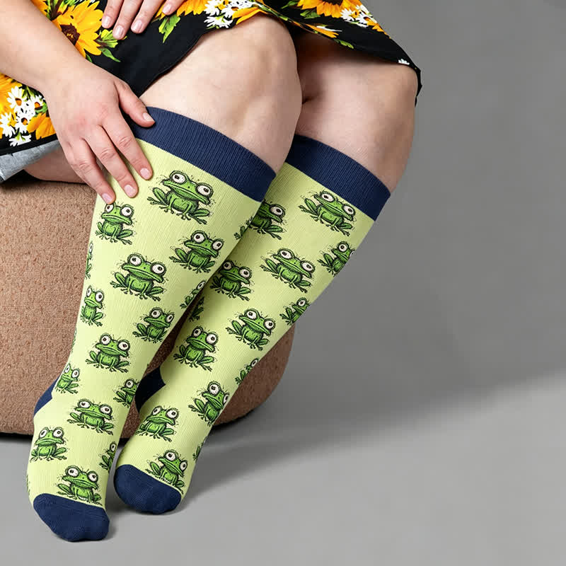 Plus Size Owl Frog Compression Socks - image 1