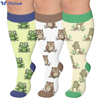 Plus Size Owl Frog Compression Socks - image 0