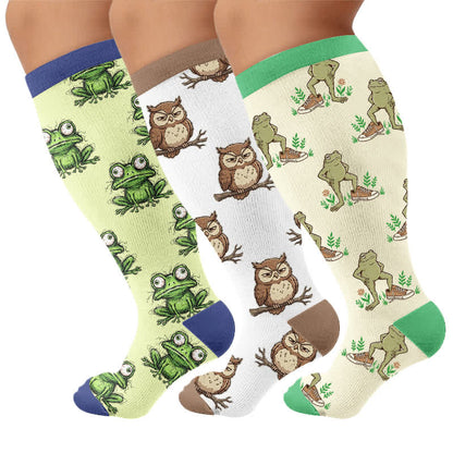 Plus Size Owl Frog Compression Socks - image 7