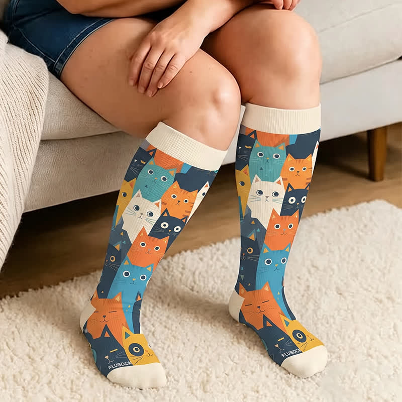 Plus Size Cartoon Cat Dog Compression Socks - image 1