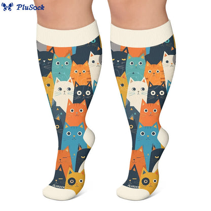 Plus Size Cartoon Cat Dog Compression Socks - image 5