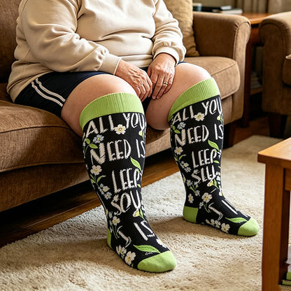 Plus Size Crown Dino Butterfly Compression Socks - Green - 4XL - image 1