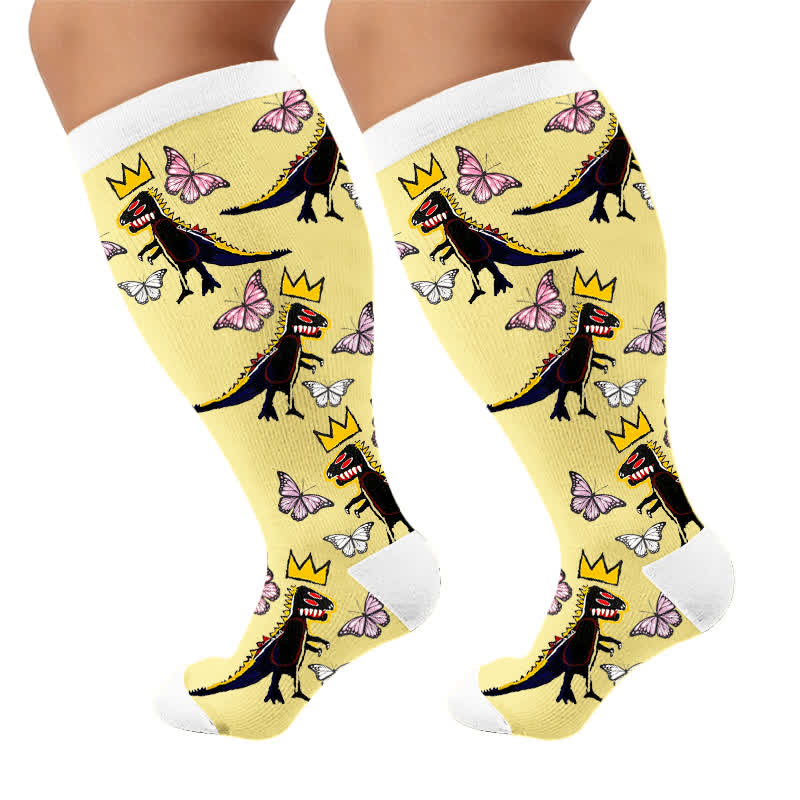 Plus Size Crown Dino Butterfly Compression Socks - image 9