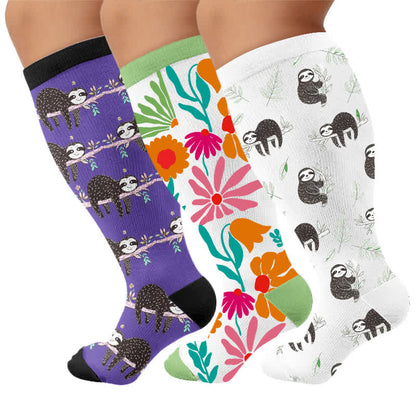 Plus Size Botanical Sloth Compression Socks - image 7