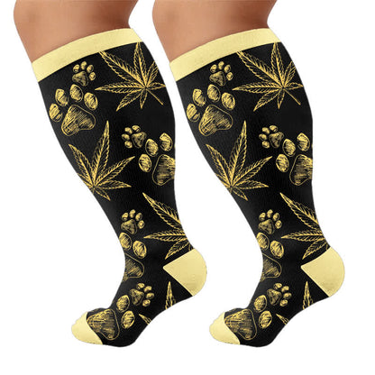 Plus Size Black Orange Cat Compression Socks - image 9