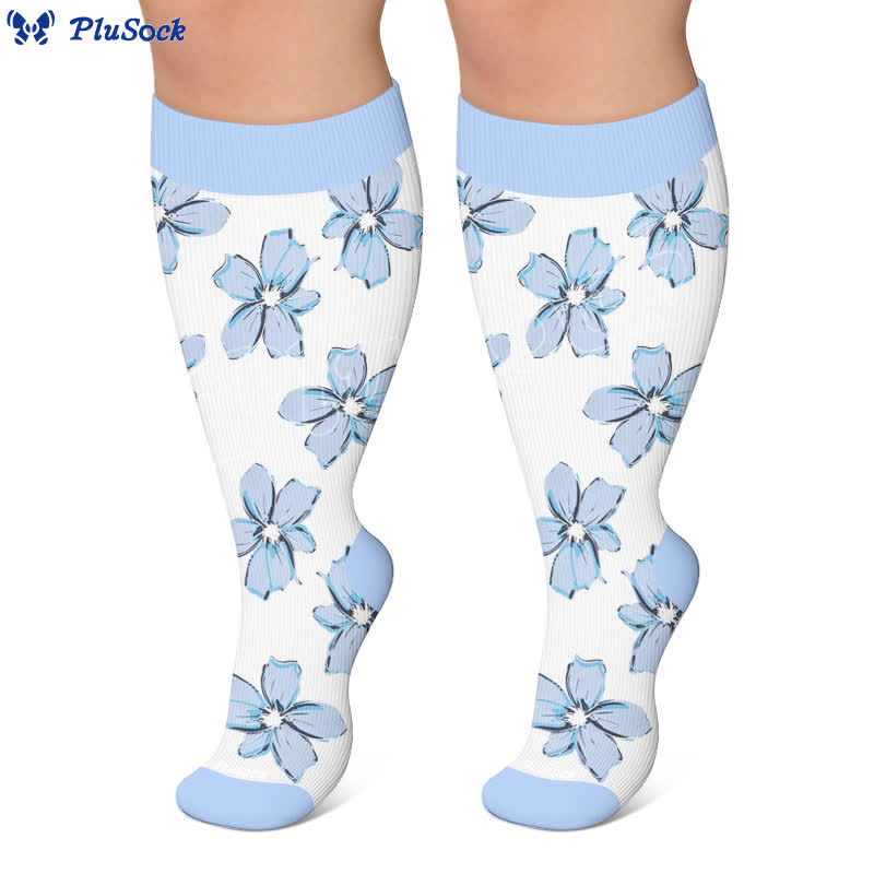 Plus Size Blush Floral Compression Socks - image 6