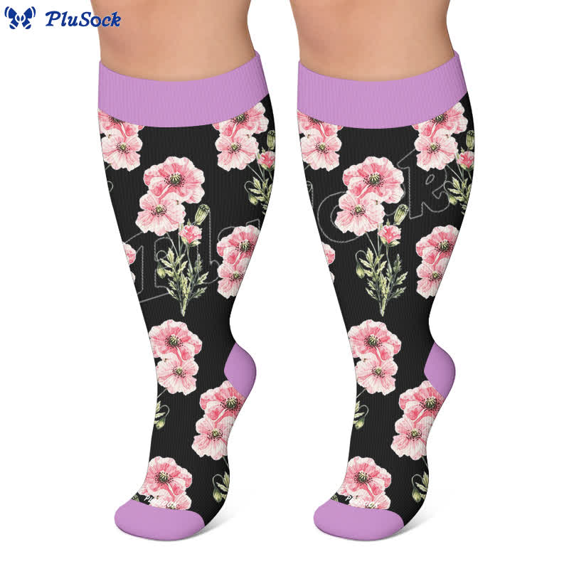 Plus Size Blush Floral Compression Socks - image 5
