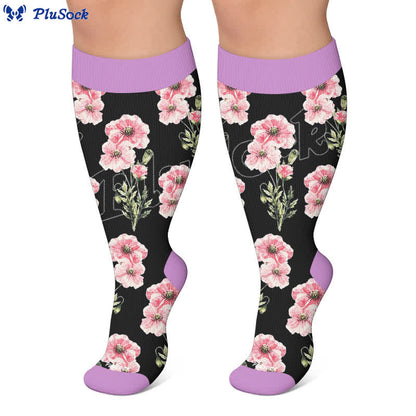 Plus Size Blush Floral Compression Socks - image 5