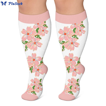 Plus Size Blush Floral Compression Socks - image 4