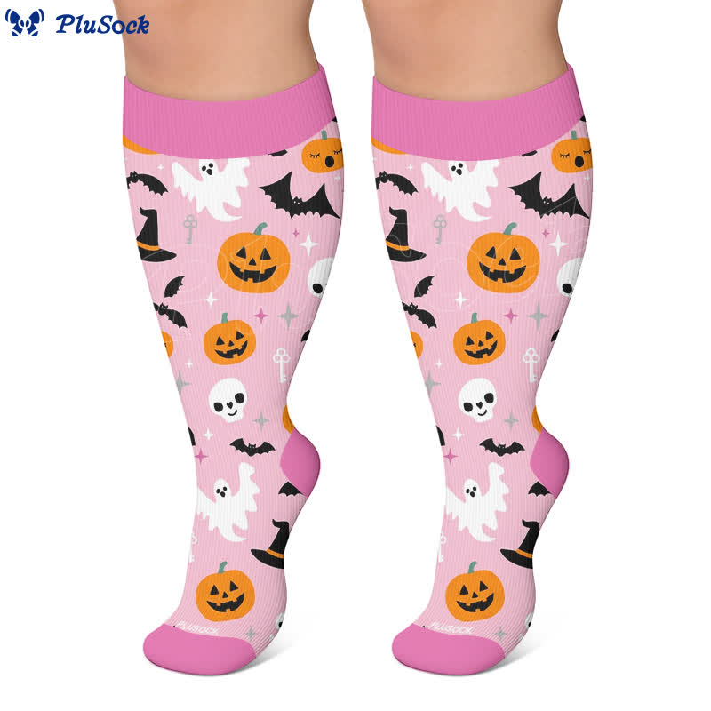 Plus Size Cartoon Pumpkin Cat Ghost Compression Socks - image 7