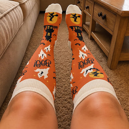 Plus Size Cartoon Pumpkin Cat Ghost Compression Socks - image 2