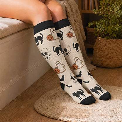 Plus Size Cartoon Pumpkin Cat Ghost Compression Socks - image 2