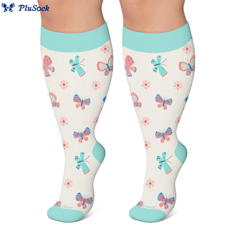 Plus Size Butterfly Lucky Horseshoe Compression Socks - image 9