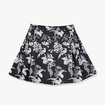 Plus Size Mandarin Collar Frog Button Top & Floral Print Skirt 2 Piece Summer Sets - Mini Skirt - 6XL - image 2