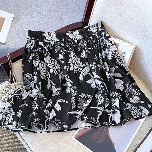 Plus Size Mandarin Collar Frog Button Top & Floral Print Skirt 2 Piece Summer Sets - image 9