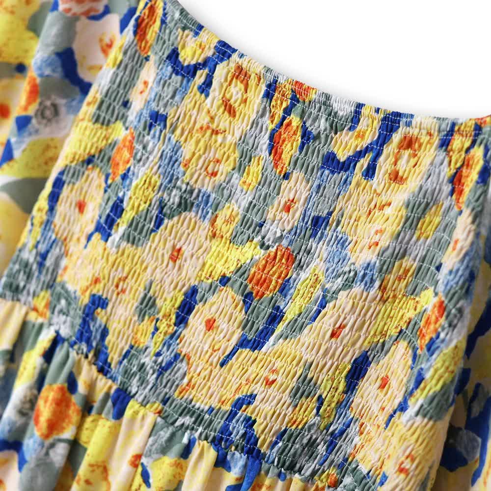 Plus Size Empire Waist Floral Puff Short Sleeve Lightweight Summer Dress - image 4