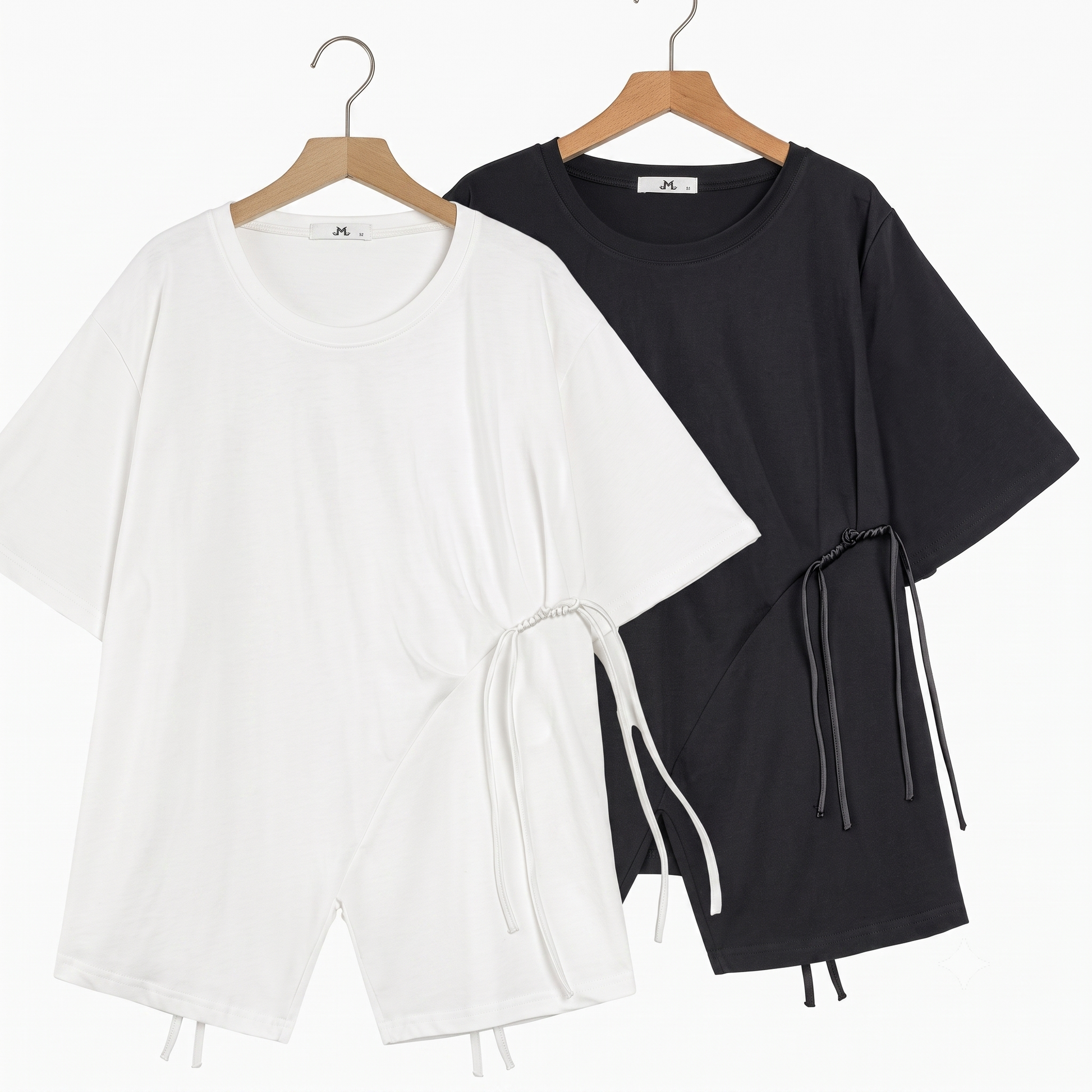 Plus Size Round Neck Short Sleeve Drawstring Tunic Top - image 0