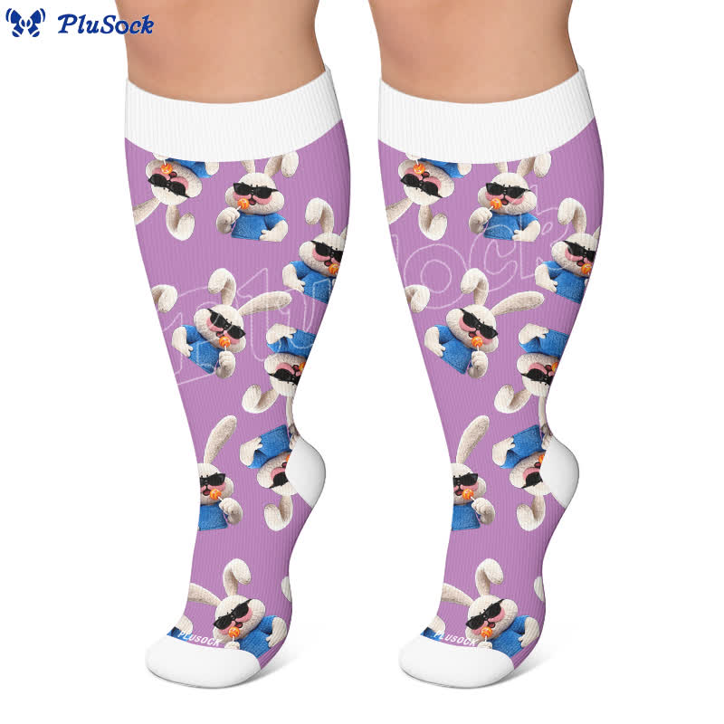 Plus Size Patchwork Rabbit Compression Socks - image 6