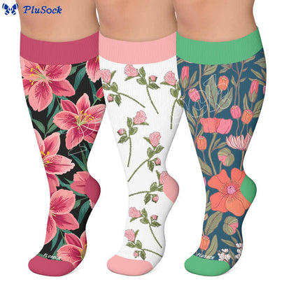 Plus Size Rose Garden Compression Socks - image 0