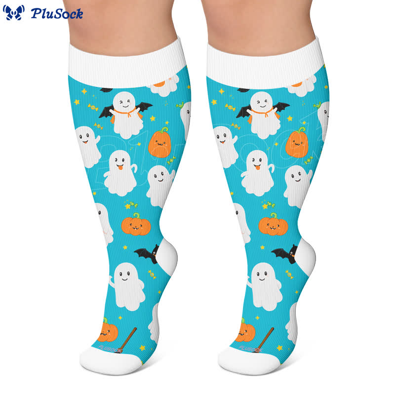 Plus Size Ghost Pumpkin Compression Socks - image 6