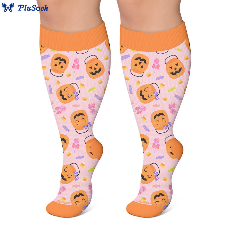 Plus Size Ghost Pumpkin Compression Socks - image 7