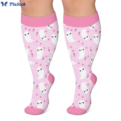 Plus Size Cartoon Ghost Cat Compression Socks - image 9