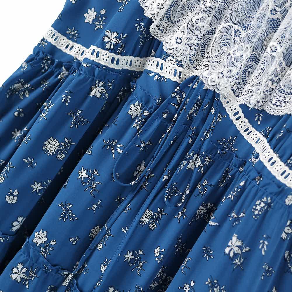 Plus Size Lace Flutter Sleeve Ditsy Floral Tiered Summer Midi Dress - image 3