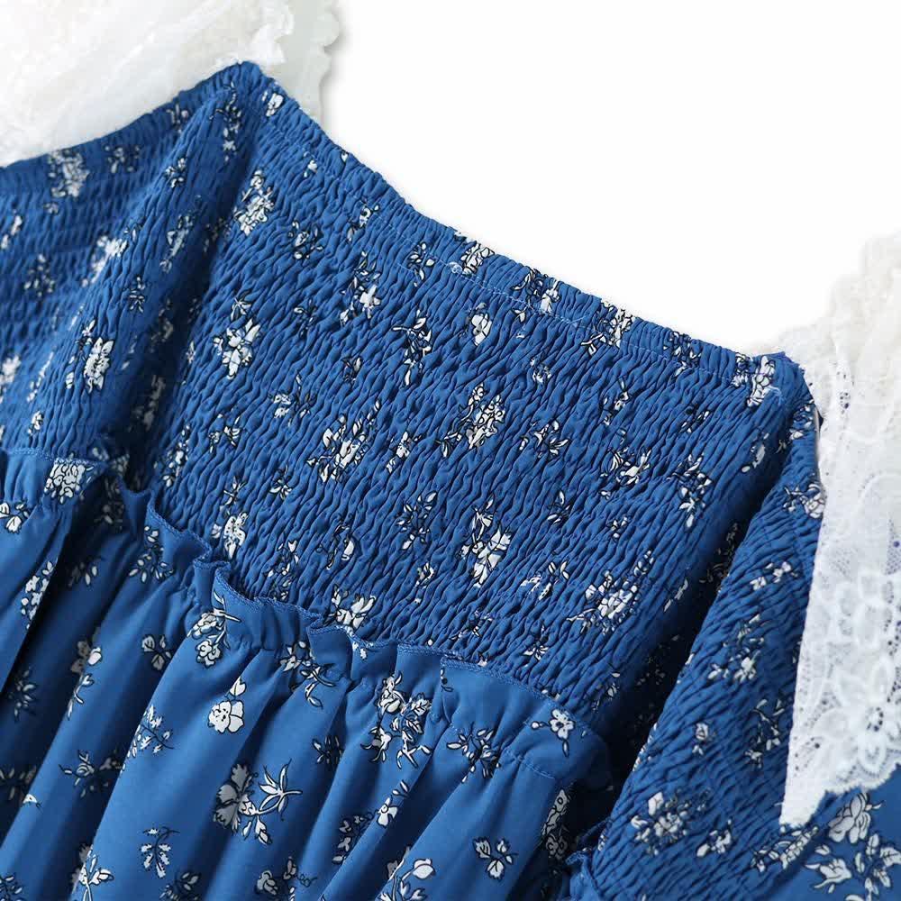Plus Size Lace Flutter Sleeve Ditsy Floral Tiered Summer Midi Dress - image 2