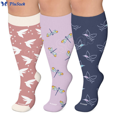 Plus Size Dragonfly Bird Compression Socks - image 0