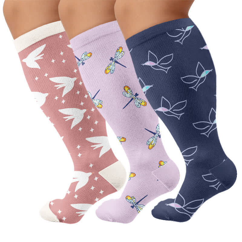 Plus Size Dragonfly Bird Compression Socks - image 4