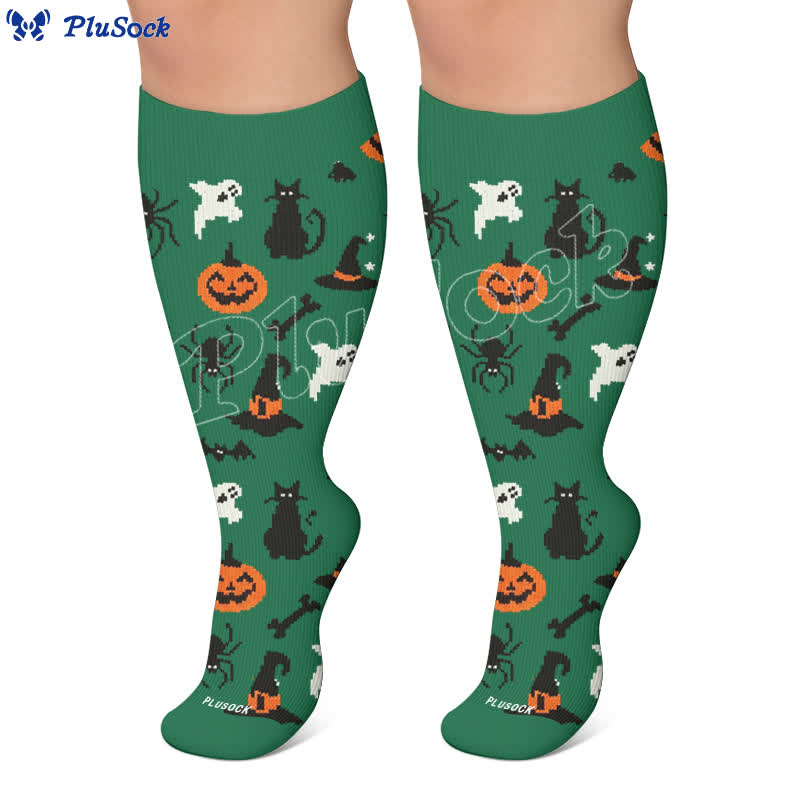 Plus Size Black Cat Bat Compression Socks - image 5