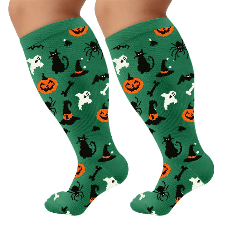Plus Size Black Cat Bat Compression Socks - image 9