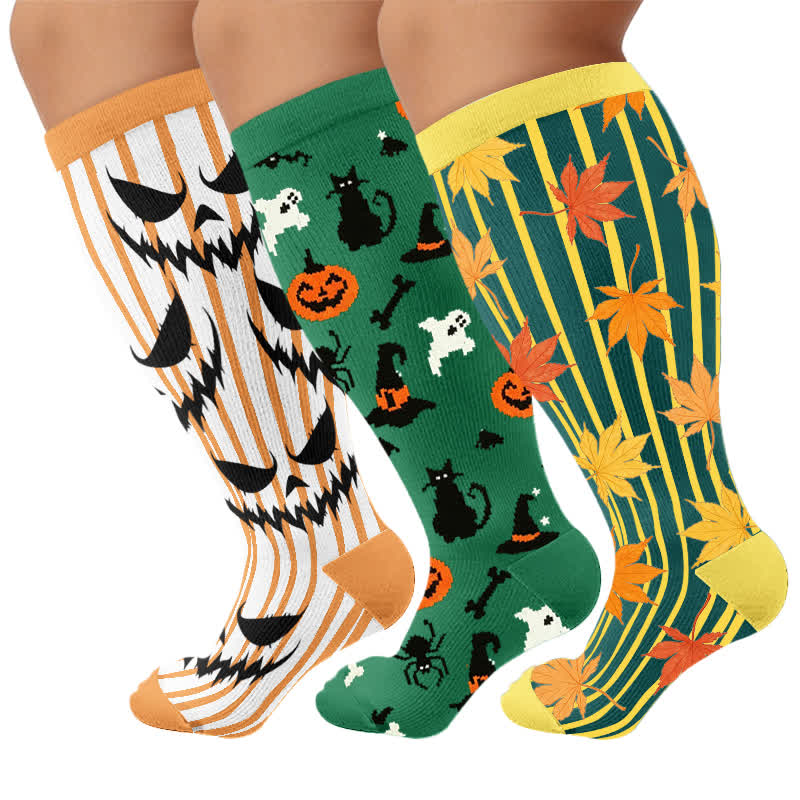 Plus Size Black Cat Bat Compression Socks - image 7