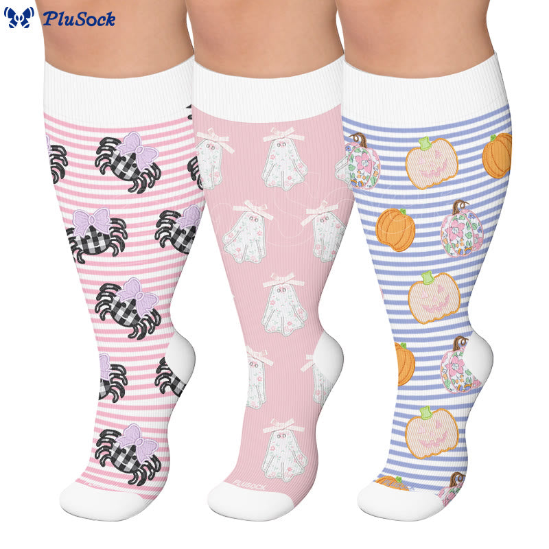 Plus Size Stripe Spider Ghost Compression Socks - image 0